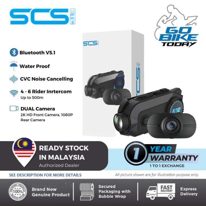 SCS S12 Helmet Bluetooth Communication (With CAM Front & Rear