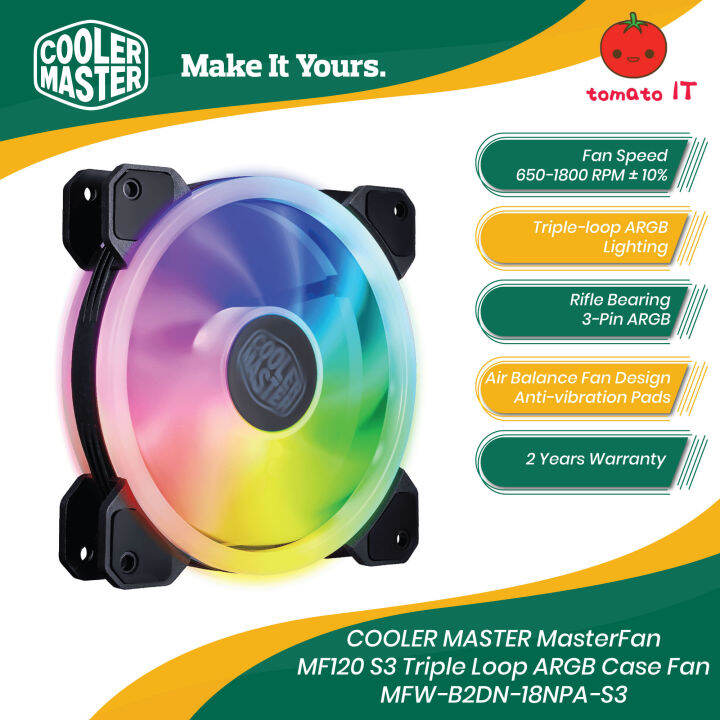 COOLER MASTER MasterFan MF120 S3 Triple Loop ARGB Fan MFWB2DN18NPA