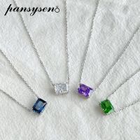 【HOT】 PANSYSEN 925 Jewelry Cut Sapphite Simulated Moissanite Chain Necklaces Anniversary