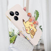 เคส PMP สำหรับ Realme C53 Realme Narzo N53น่ารักเคสโทรศัพท์ดีไซน์ด้านข้างการ์ตูน Pikachu Pocket Monster ขอบสี่เหลี่ยมของเหลวปลอกซิลิโคนคลุมทั้งหมดกล่องกล้อง