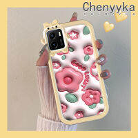 เคส Chenyyka สำหรับ VIVO Y15s Y01 Y15a การ์ตูน3D ดอกไม้สีชมพูใหม่เคสเคสโทรศัพท์โปร่งใสกันกระแทกสีสันสดใสซิลิโคนที่สร้างสรรค์น่ารักเคสป้องกันเลนส์กล้องลายสัตว์ประหลาดน้อย