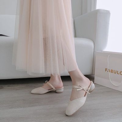 《Fashion》รองเท้าสตรีฤดูใหม่2023หนาต่ำแฟชั่นJoker Han Editionสั้นและปากตื้นกับรองเท้าส้นเตี้ย