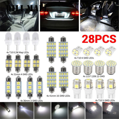 ชุดหลอดไฟ Led คอมโบภายในรถ28ชิ้น,แผนที่12V 6000K ประตูโดมท้ายรถอะไหล่หลอดไฟป้ายทะเบียนรถ