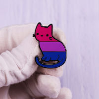 Cat Enamel Pin Little Bi Kitty Brooch Biual Pride Badge Fashion Jewelry Gift