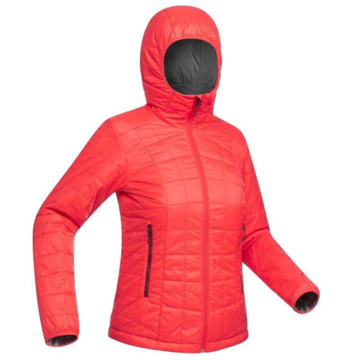 QUECHUA TREK 100 WOMEN'S MOUNTAIN TREKKING HOODED DOWN JACKET - RED ...