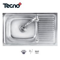 Promotion TECNOPLUS อ่างล้างจานแบบ 1 หลุม 1 ที่พัก หลุมลึก 12 ซม.ผิวหน้าขัดมัน แถมก็อกน้ำ รุ่น Sink 09-1075-1 พร้อมส่ง ซิงค์ ล้าง จาน อ่าง ล้าง จาน ส แตน เล ส ซิงค์ ล้าง จาน 2 หลุม sink ล้าง จาน