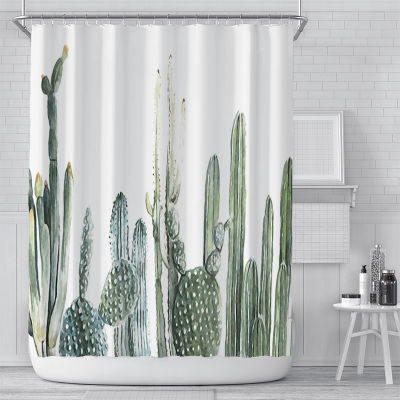 Cactus Digital Printing Shower Curtain Design Cartoon Children Waterproof Polyester Bathroom Curtain for Toilet