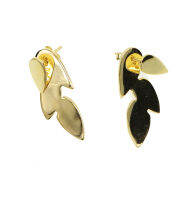 Simple Plain เครื่องประดับออกแบบขัด Leaf Tear Drop Studs 925เงินสเตอร์ลิงที่ละเอียดอ่อน LEAF ฤดูใบไม้ผลิแฟชั่น Silver Earring