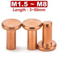 M1.5 M2.5 M3 M4 M5 M6 M8 Red Copper Round Head Solid Rivet Hand Percussion Flat Head Willow Nail Copper Rivet Beat Thump GB109