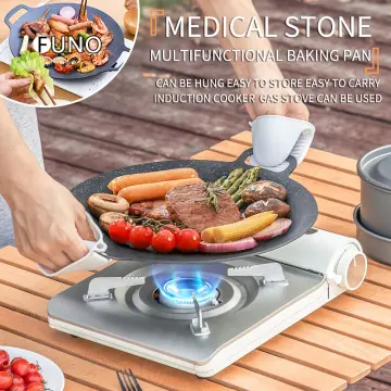 Korean Portable Camping Barbecue Plate Medical Stone Non - Stick Smokeless  Baking Plates Induction Cooker Gas Grill Pan