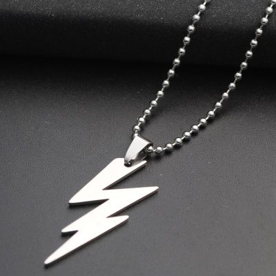【CW】1PC Stainless Steel Cool Lightning Necklace Boy Women Man Pendant Chain Choker Charm Couple Jewelry Gift Wholesale