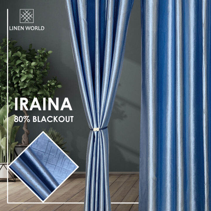 LANGSIR RAYA 𝟐𝟎𝟐𝟑 】LANGSIR IRAINA 3D SHAPE | WARNA AZURE BLUE 80% ...