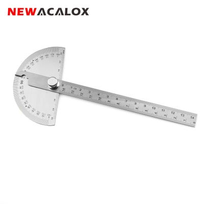NEWACALOX Woodworking 180 Degree Adjustable Protractor Angle Finder Craftsman Ruler Stainless Steel Caliper 14cm Measuring Tools