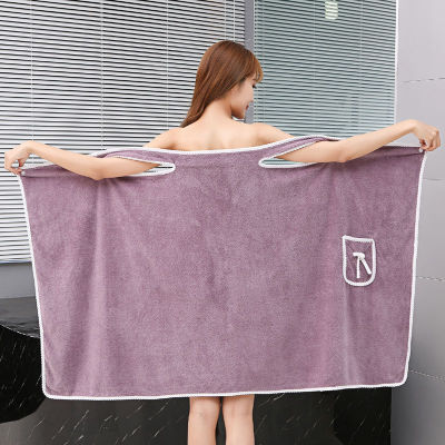 Autumn and Winter Womens Casual Comfortable Bathrobe Sling Cotton Bathrobe Absorbent Bath Towel Plus Size