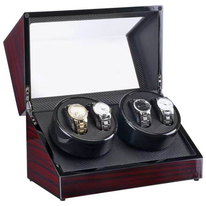 พร้อมส่ง-กล่องหมุนนาฬิกา-watch-winder-กล่องหมุนนาฬิกาอัตโนมัติ-กล่องนาฬิกา-กล่องนาฬิกาหมุน-4-เรือน-watch-box-กล่องw114rtในสีดำ