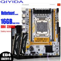 เมนบอร์ด + เมนบอร์ดแรม + ชุดชุดเมนบอร์ด X99 QIYIDA พร้อม LGA2011-3 Intel (2*8GB) 16GB 3200MHZ หน่วยความจำสำหรับเดสก์ท็อป DDR4 M-ATX M.2 NVME