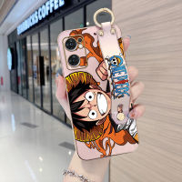 เคสใส่โทรศัพท์สำหรับ OPPO Reno7 Reno7 5G Reno7 Pro 5G Reno7 Z 5G เคสป้องกันนุ่มการ์ตูน Lufei หัวเราะสายรัดข้อมือเคสโทรศัพท์หรูหราเคลือบโลหะด้วยไฟฟ้า