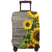 Sunflowers On Wooden Suitcase Zipper Closure Thicken Luggage Baggage Cover Protector Universal Fit