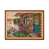 （Jinxiu cross-stitch） Riverside Hut Cross Stitch Kit14ct 11ct นับพิมพ์ผ้าใบเย็บเย็บปักถักร้อย DIY ทำด้วยมือเย็บปักถักร้อย