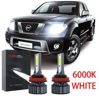 ชุดแปลงไฟหน้า LED 6000K สีขาว สําหรับ Nissan Navara (D40) 2007 2008 2009 2010 2011 2012 2013 2014 2 ชิ้น รับประกัน 12 เดือน