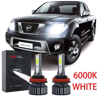 New ชุดแปลงไฟหน้า LED 6000K สีขาว สําหรับ Nissan Navara (D40) 2007 2008 2009 2010 2011 2012 2013 2014 2 ชิ้น