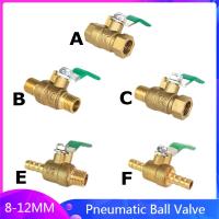 Brass Water Oil Air Gas 8-12MM Fuel Line Shutoff Ball Valve Pipe Fittings Pneumatic Connector Controller Handle Hose Barb Inline Valves