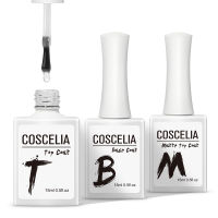 COSCELIA เสื้อซับในและ Matt Top Coat 15Ml 3Pcs ไม่เช็ดเจลคงทน Soak Off UV โคมไฟ LED ศิลปะเสริมสร้าง