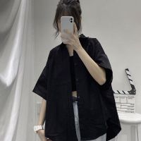 Shirts Women Short Sleeve Solid Harajuku Loose Vintage Ladies Tops All-match BF Summer Chic Stylish Basic Black Clothing Girls