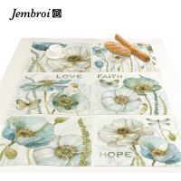 【LZ】✧  Vintage Flowers Faux Linen Printed Placemats Tea Costers Coffee Dining Table Decor Home Decoration Accessories for Kitchen Pad