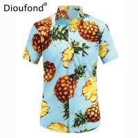 (Celebrity Menswear) Dioufond ผู้ชาย39; S ลำลองชายแขนสั้นฤดูร้อนฮาวาย Aloha เสื้อผู้ชายปุ่มลงดอกไม้สับปะรดพิมพ์เสื้อ2018ใหม่ S-3XL