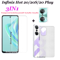 [3in1] สำหรับ Infinix Hot 20 20S 20 Play 11S/11S NFC 12i ร้อน12 12Play 10i ร้อน10 Play Hot 11Play Hot 10S Hot 9 Play หน้าจอไร้ขอบโปร่งใสฟิล์ม + ฟิล์มเลนส์ + ฟิล์มหลัง