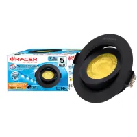 "sale"RACER โคมดาวน์ไลท์ LED แบบฝังฝ้าหน้ากลม 3.5นิ้ว 5W ปรับองศาได้ แสงวอร์มไวท์ สีดำ"ส่งด่วนทุกวัน"