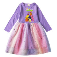 Backyardigans เสื้อผ้าแขนยาวเด็กสำหรับฤดูใบไม้ผลิและชุดเดรสหน้าร้อนชุดเดรสตาข่ายเด็กผู้หญิงเด็กน้อยใหม่ Lesure ผ้าฝ้าย100% 2-9ปีเด็กหญิง0000