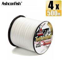 Ashconfish 4 Strands 500M Braidedเอ็นตกปลาสีขาวSuper PEที่แข็งแกร่งสาย 2-100LBทั้งหมดขนาดอุปกรณ์ตกปลา