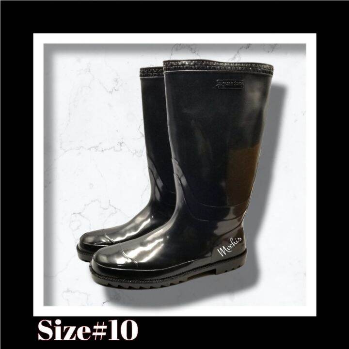 Spartan Men's Solid Black PVC MidCut Water Proof Rain KneeHigh Rain