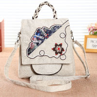 New Womens Bag Backpack Ethnic Style Canvas Backpack Artistic Crossbody Bag Zipper Backpack Travel Backpack Bag