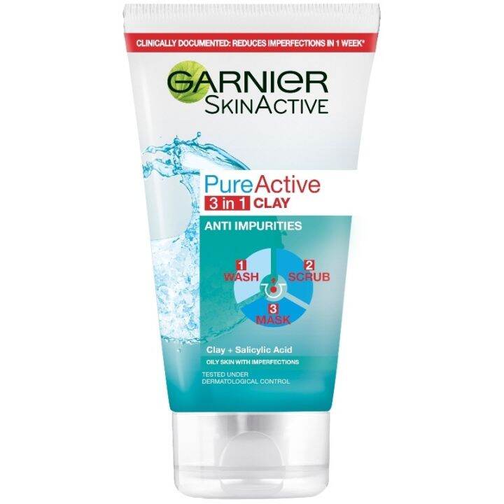 Garnier SkinActive, Pure Active 3 in 1 Clay Anti Impurities and Marks