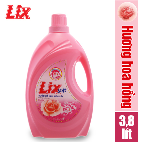 Nước xả vải lix soft hương hoa hồng 3.8 lít lsh38 - ảnh sản phẩm 1