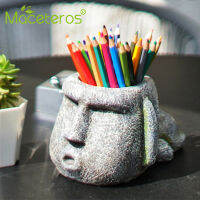 Modern New Handmade Resin Statue Vase Easter Island Portrait Creative Flower Pen Holder Home Gardening Simple DecorationSupplies