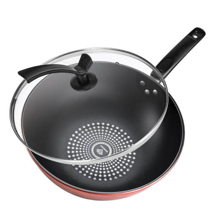 28cm/30cm/32cm Nonstick Diamond WOK Frying Pan Kitchen Iron Frying Pan