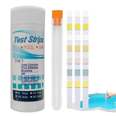 Swimming Pool Test Strips Pool Test Kit 7-in-1 Water Testing Strips For Hot Tubs And Spas Bromine PH Total Chlorine Total Inspection Tools