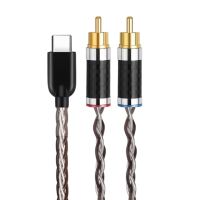 OCC + Pure Silver USB Type C to 2 RCA Audio Cable 12 Cores 2rca Jack Type-C Cable for  Sumsung  Speaker