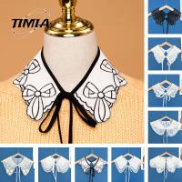 TIMIA ปกเสื้อตุ๊กตา ปกปลอมลูกไม้ สีขาวขาว ถอดออกได้ ดีไอวาย งานปัก ผู้หญิง/เด็กผู้หญิง