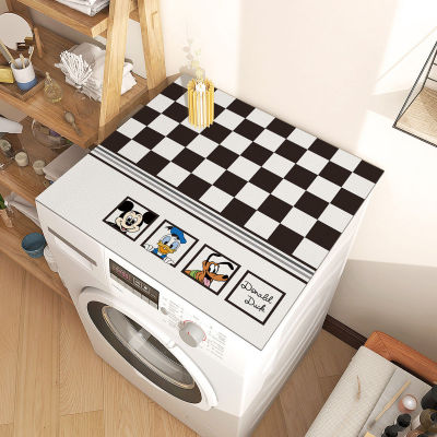M-Q-S ผ้าคลุมเครื่องซักผ้า ผ้าคลุมกันฝุ่น เสื่อหนังของเครื่องซักผ้ากันน้ำตู้เย็นซันสกรีนฝุ่น เสื่อโต๊ะวินเทจสุดหรูเบาๆ