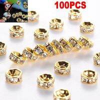 hotx【DT】 100pcs 6/8mm Rondelle Disc 316 Spacer Beads With Rhinestone Jewelry Making