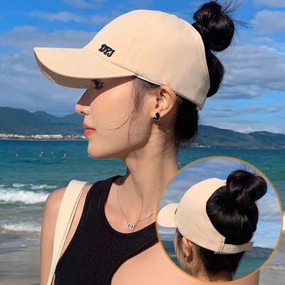 Summer Empty Top Ponytail Baseball Cap Women Lady Solid Color Adjustable Outdoor Visor Sun Hat Casual Sports Golf Tour Caps Towels