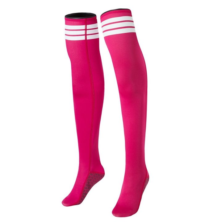 ถุงเท้าดำน้ำยาว1-5มม-สีชมพู-ถุงเท้าดำน้ำบูตผู้หญิงให้ความอบอุ่นรองเท้าดำน้ำเล่นเซิร์ฟนีโอพรีนไม่ลื่นดำน้ำ2023