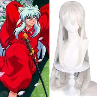 QNAVX ไฟเบอร์ทนความร้อน วิกคอสเพลย์ Inuyasha สีขาวขาว เงินสีเงิน ผมยาวตรง ธรรมชาติตามธรรมชาติ ผมสังเคราะห์ ปาร์ตี้คอสเพลย์