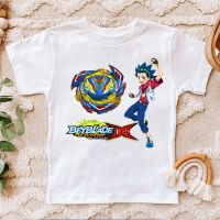 2023เสื้อยืดแฟชั่นเด็กผู้ชายเสื้อยืดลายการ์ตูน Beyblade โลหะลายการ์ตูนวัยรุ่นเสื้อยืดเด็กสมัยนิยมเสื้อเสื้อผ้าเด็กผู้ชายสีขาว