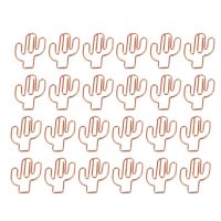 【jw】۞☞  24pcs Cactus Paper Cartoon File Clamps Office Stationery School Supplies Gold